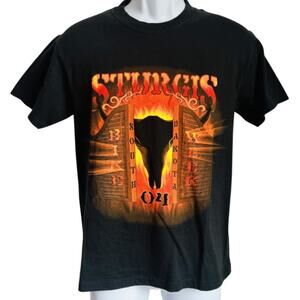 Sturgis South Dakota Bike Week 2004 Black Orange T-Shirt Cotton Men's size S